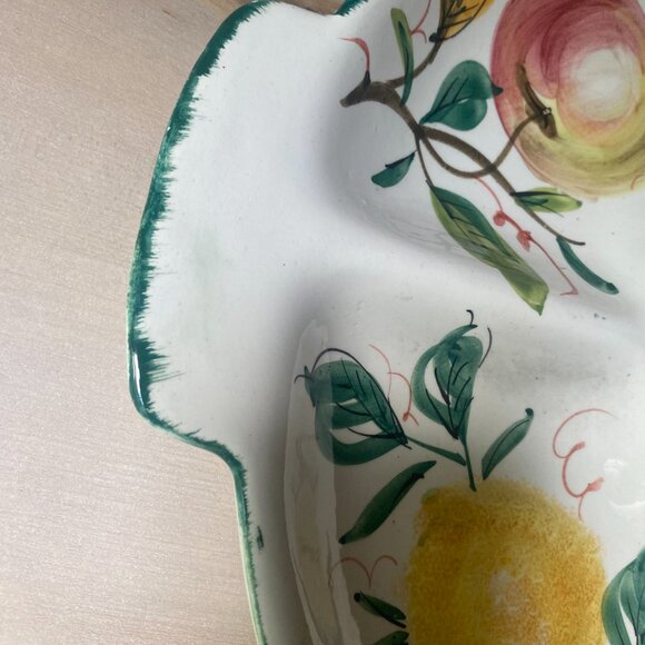 VTG Hand Painted Italy Rustic Fruits 5 compartment ceramic serving platter mcm - Picture 5 of 12
